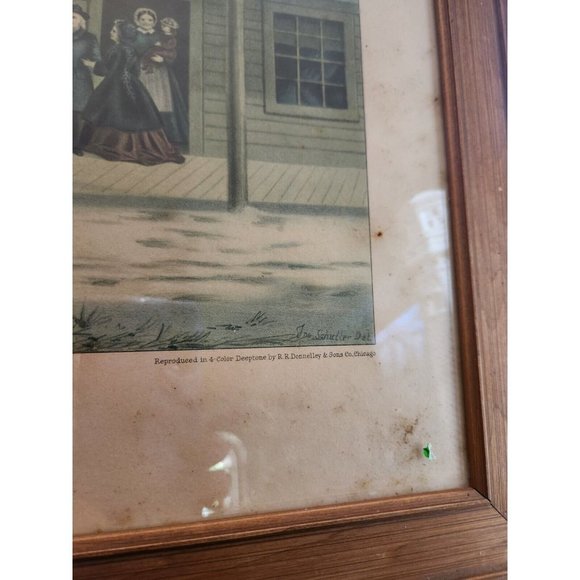 Currier & Ives "Home To Thanksgiving" Lithograph 1867 G.H.Durrie - Picture 9 of 11